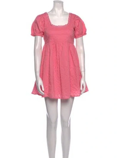 Pre-owned Loveshackfancy Square Neckline Mini Dress In Pink