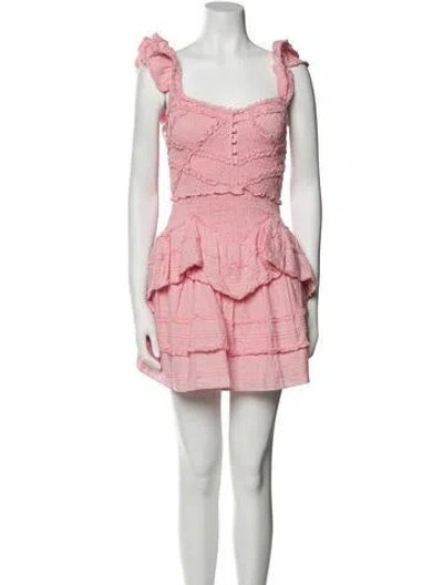 Pre-owned Loveshackfancy Square Neckline Mini Dress In Pink