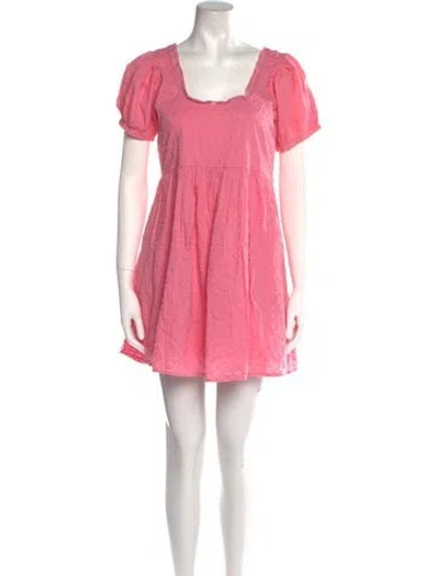 Pre-owned Loveshackfancy Square Neckline Mini Dress In Pink