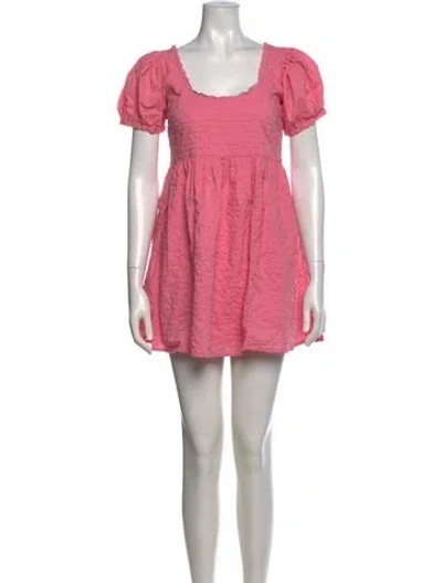 Pre-owned Loveshackfancy Square Neckline Mini Dress In Pink