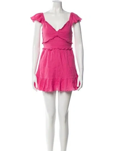 Pre-owned Loveshackfancy Square Neckline Mini Dress In Pink