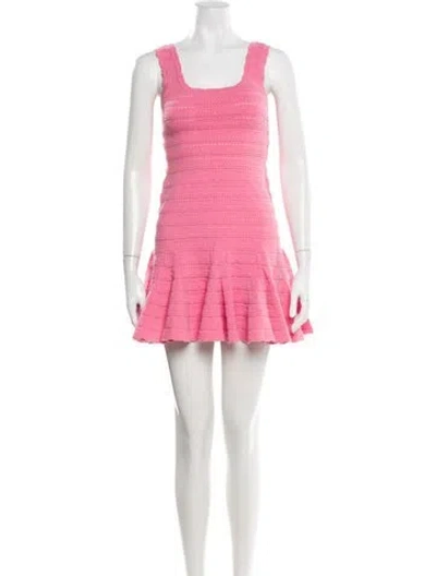 Pre-owned Loveshackfancy Square Neckline Mini Dress In Pink
