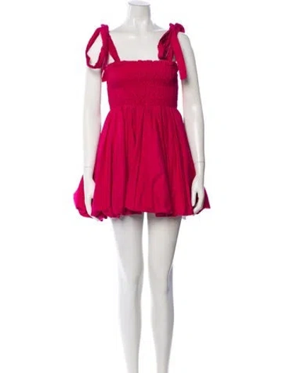 Pre-owned Loveshackfancy Square Neckline Mini Dress In Pink