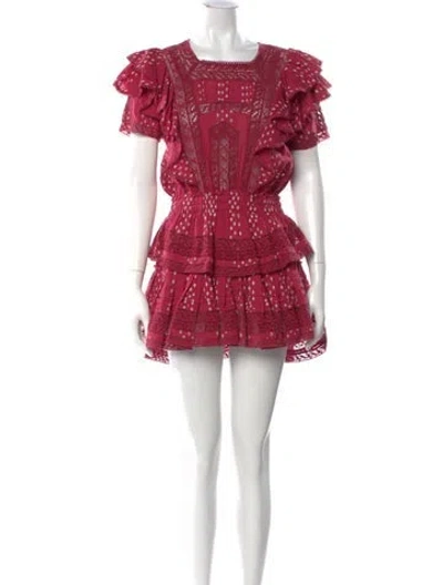 Pre-owned Loveshackfancy Square Neckline Mini Dress In Pink