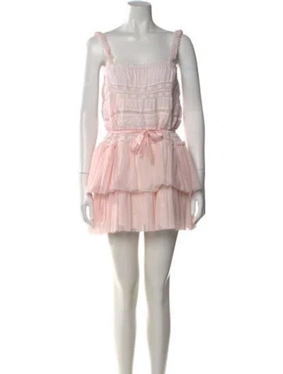 Pre-owned Loveshackfancy Square Neckline Mini Dress In Pink