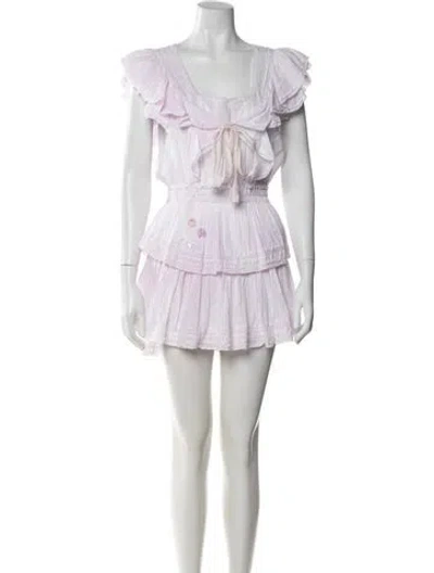 Pre-owned Loveshackfancy Square Neckline Mini Dress In Pink