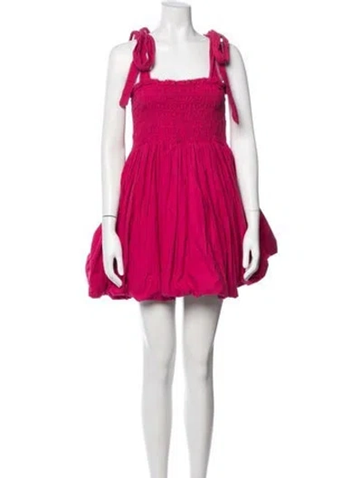 Pre-owned Loveshackfancy Square Neckline Mini Dress In Pink