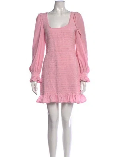 Pre-owned Loveshackfancy Square Neckline Mini Dress In Pink