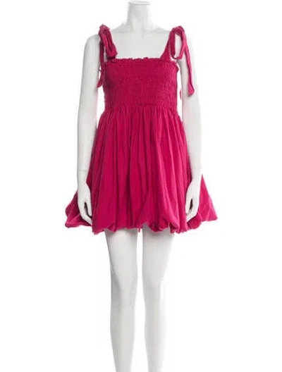 Pre-owned Loveshackfancy Square Neckline Mini Dress In Pink