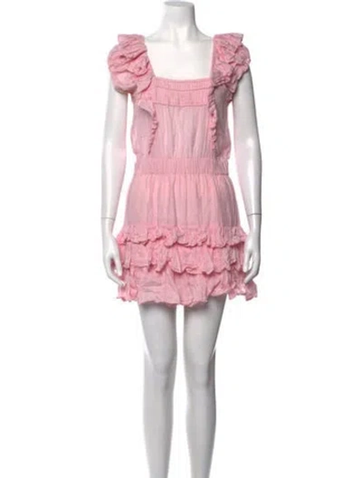 Pre-owned Loveshackfancy Square Neckline Mini Dress In Pink
