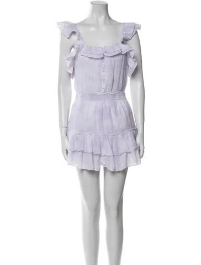 Pre-owned Loveshackfancy Square Neckline Mini Dress In Purple