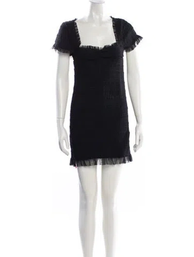 Pre-owned Loveshackfancy Square Neckline Mini Dress W/ Tags In Black