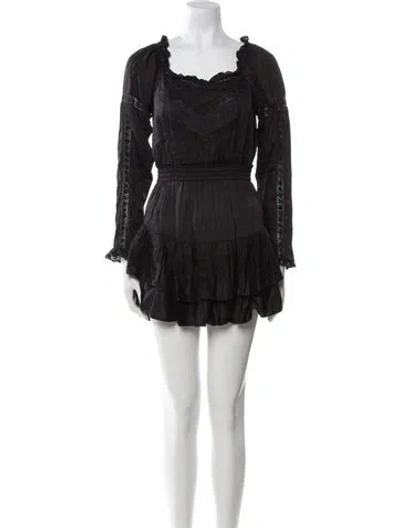 Pre-owned Loveshackfancy Square Neckline Mini Dress W/ Tags In Black
