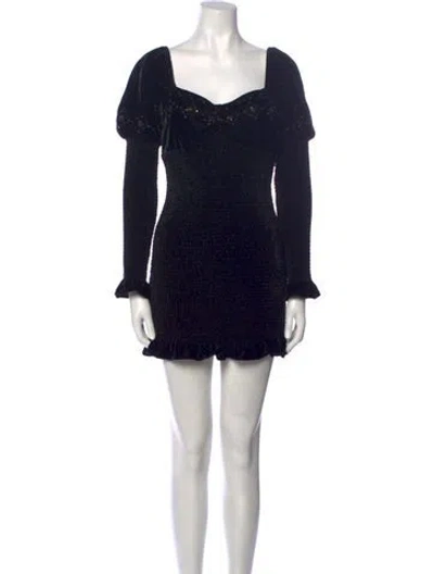 Pre-owned Loveshackfancy Square Neckline Mini Dress W/ Tags In Black