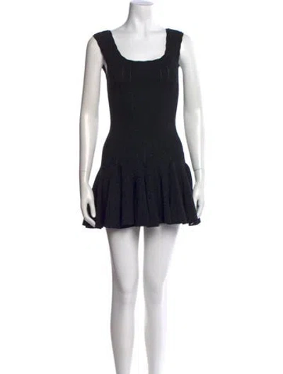 Pre-owned Loveshackfancy Square Neckline Mini Dress W/ Tags In Black