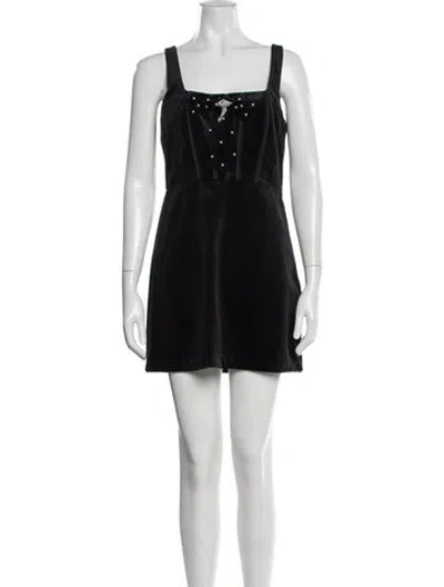 Pre-owned Loveshackfancy Square Neckline Mini Dress W/ Tags In Black