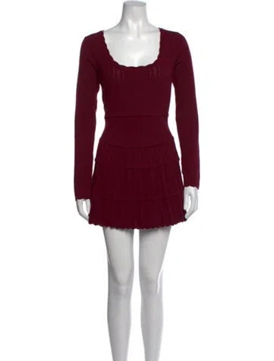 Pre-owned Loveshackfancy Square Neckline Mini Dress W/ Tags In Burgundy