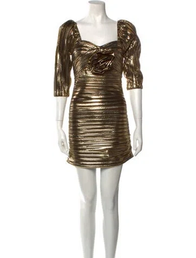 Pre-owned Loveshackfancy Square Neckline Mini Dress W/ Tags In Gold