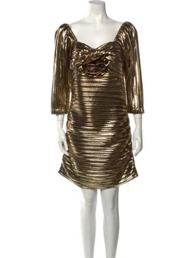 Pre-owned Loveshackfancy Square Neckline Mini Dress W/ Tags In Gold