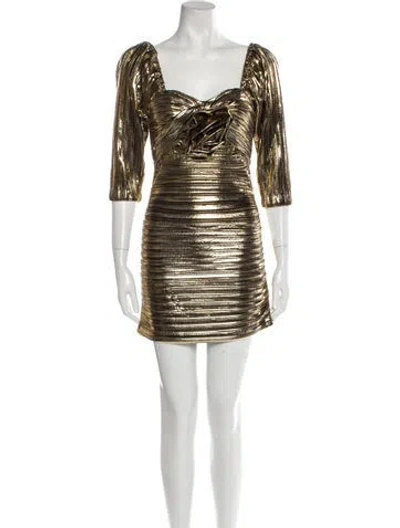 Pre-owned Loveshackfancy Square Neckline Mini Dress W/ Tags In Gold