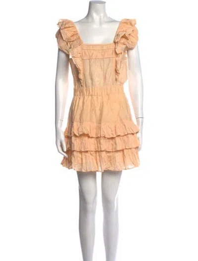 Pre-owned Loveshackfancy Square Neckline Mini Dress W/ Tags In Orange