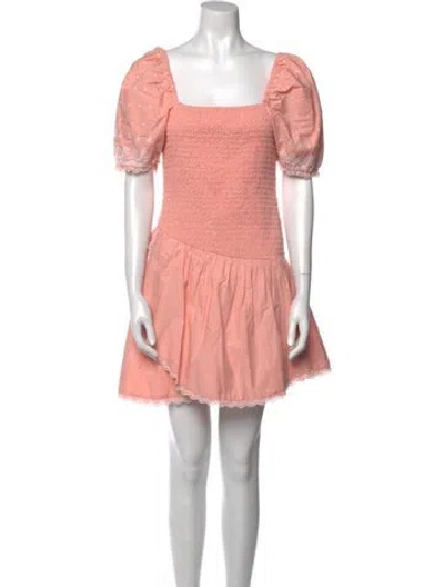 Pre-owned Loveshackfancy Square Neckline Mini Dress W/ Tags In Pink