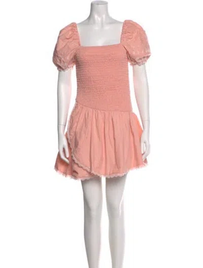 Pre-owned Loveshackfancy Square Neckline Mini Dress W/ Tags In Pink