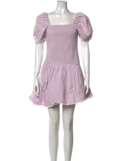 Pre-owned Loveshackfancy Square Neckline Mini Dress W/ Tags In Purple