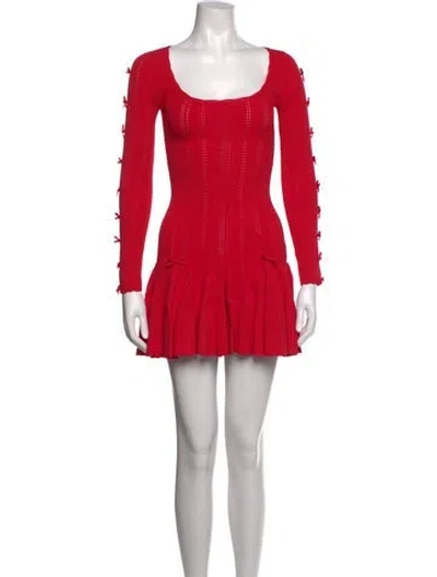 Pre-owned Loveshackfancy Square Neckline Mini Dress W/ Tags In Red