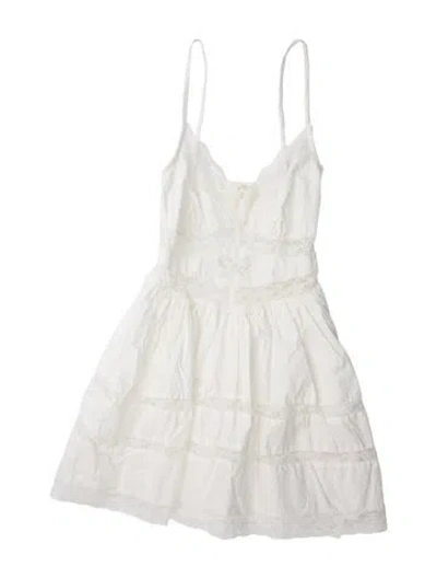 Pre-owned Loveshackfancy Square Neckline Mini Dress In White