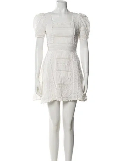 Pre-owned Loveshackfancy Square Neckline Mini Dress In White