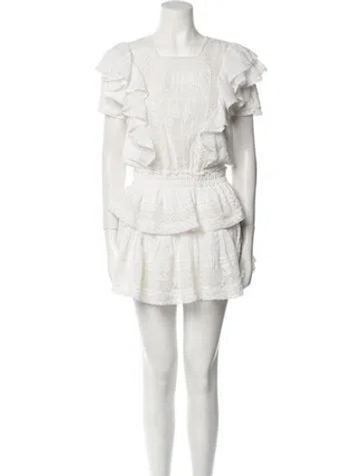 Pre-owned Loveshackfancy Square Neckline Mini Dress In White