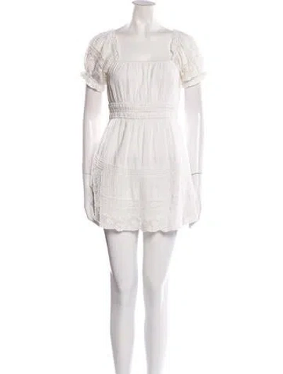 Pre-owned Loveshackfancy Square Neckline Mini Dress In White