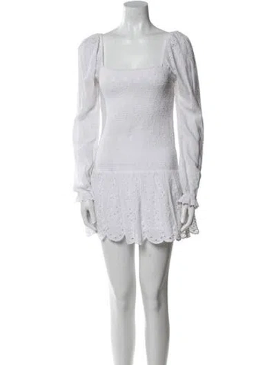 Pre-owned Loveshackfancy Square Neckline Mini Dress In White