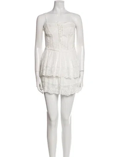 Pre-owned Loveshackfancy Square Neckline Mini Dress In White