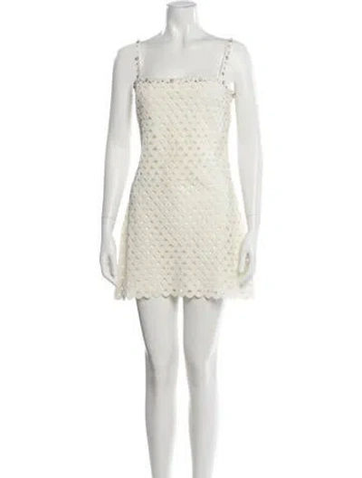 Pre-owned Loveshackfancy Square Neckline Mini Dress In White