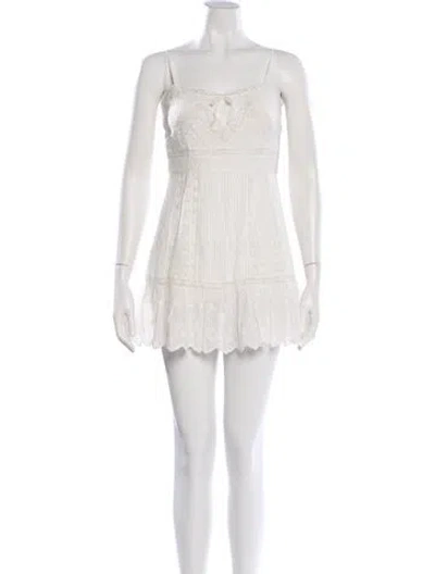 Pre-owned Loveshackfancy Square Neckline Mini Dress In White