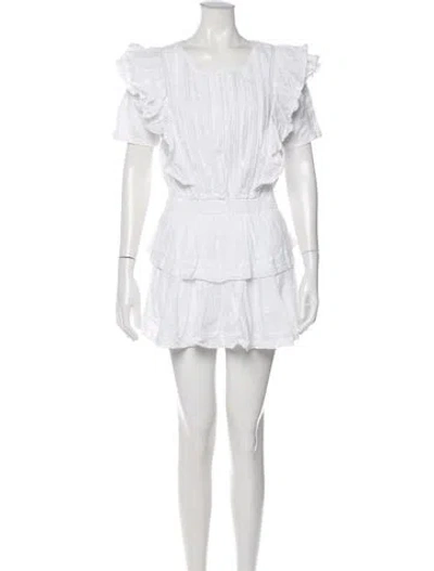 Pre-owned Loveshackfancy Square Neckline Mini Dress In White