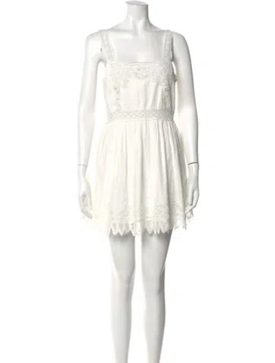 Pre-owned Loveshackfancy Square Neckline Mini Dress In White