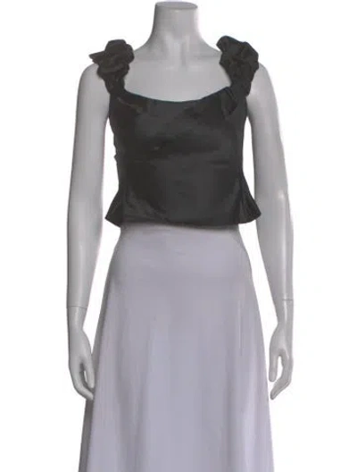 Pre-owned Loveshackfancy Square Neckline Sleeveless Blouse W/ Tags In Gray