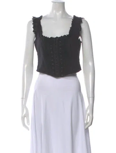 Pre-owned Loveshackfancy Square Neckline Sleeveless Crop Top In Blue