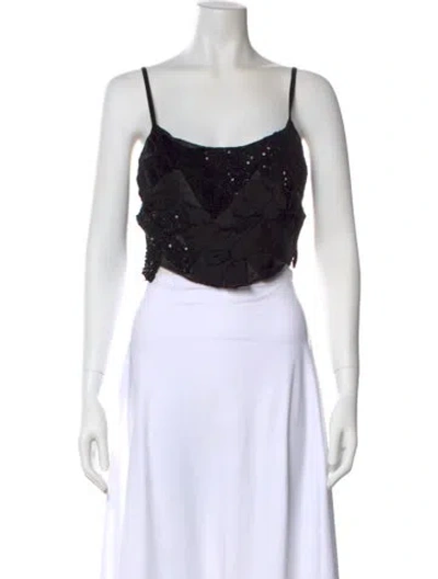Pre-owned Loveshackfancy Square Neckline Sleeveless Crop Top In Multi