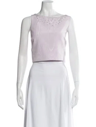 Pre-owned Loveshackfancy Square Neckline Sleeveless Crop Top In Pink