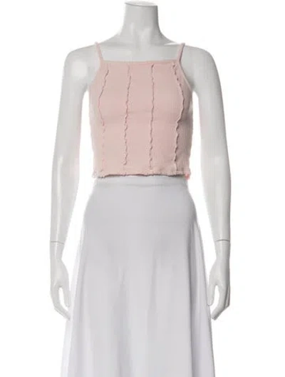 Pre-owned Loveshackfancy Square Neckline Sleeveless Crop Top In Pink
