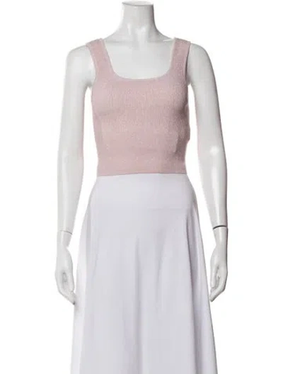 Pre-owned Loveshackfancy Square Neckline Sleeveless Crop Top In Pink