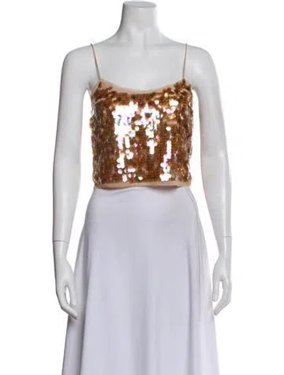 Pre-owned Loveshackfancy Square Neckline Sleeveless Crop Top W/ Tags In Neutral