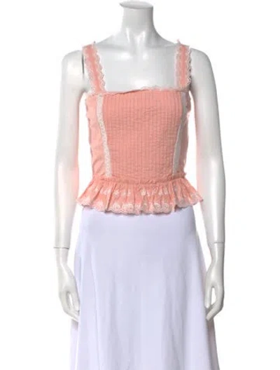 Pre-owned Loveshackfancy Square Neckline Sleeveless Crop Top W/ Tags In Pink