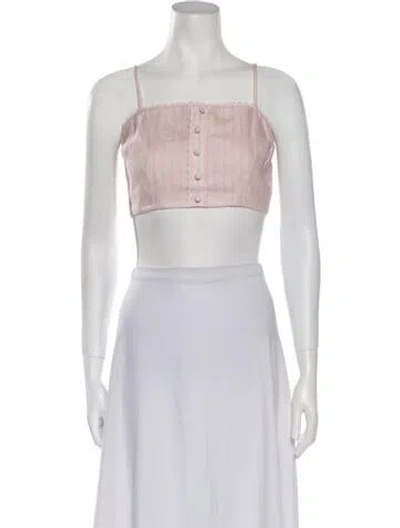 Pre-owned Loveshackfancy Square Neckline Sleeveless Crop Top W/ Tags In Pink