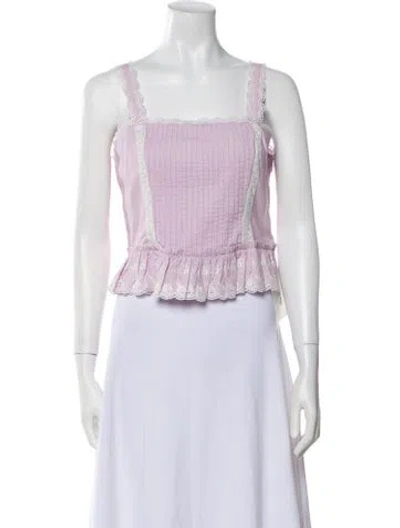 Pre-owned Loveshackfancy Square Neckline Sleeveless Crop Top W/ Tags In Purple