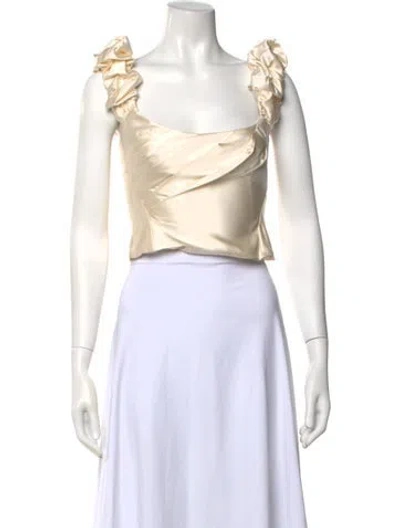 Pre-owned Loveshackfancy Square Neckline Sleeveless Top In Neutral